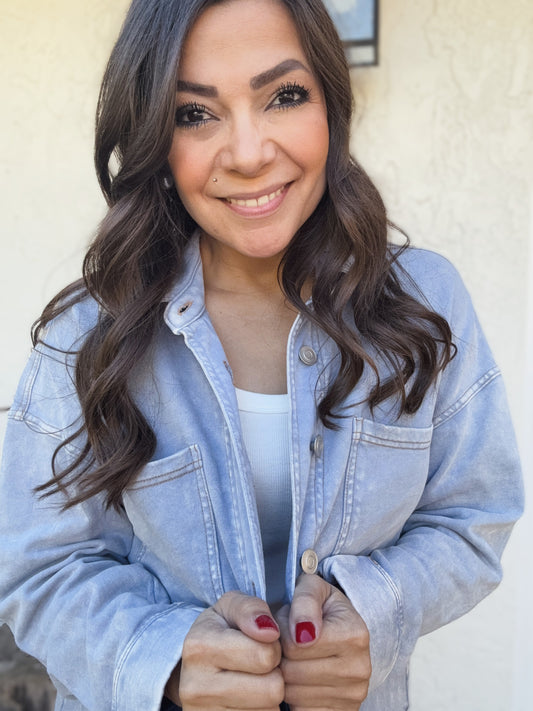 Annette Acid Washed Button Down Shacket