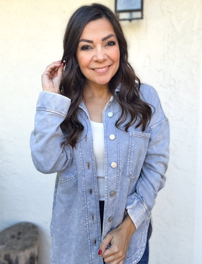 Annette Acid Washed Button Down Shacket