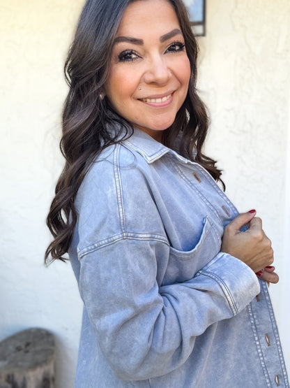 Annette Acid Washed Button Down Shacket