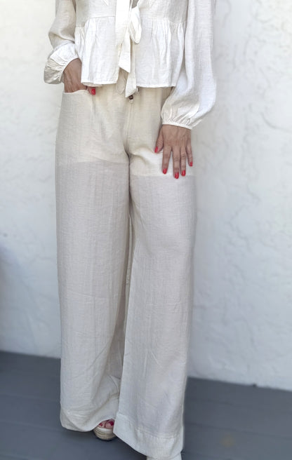 Arlo Linen Blend Relaxed Wide Leg Pants