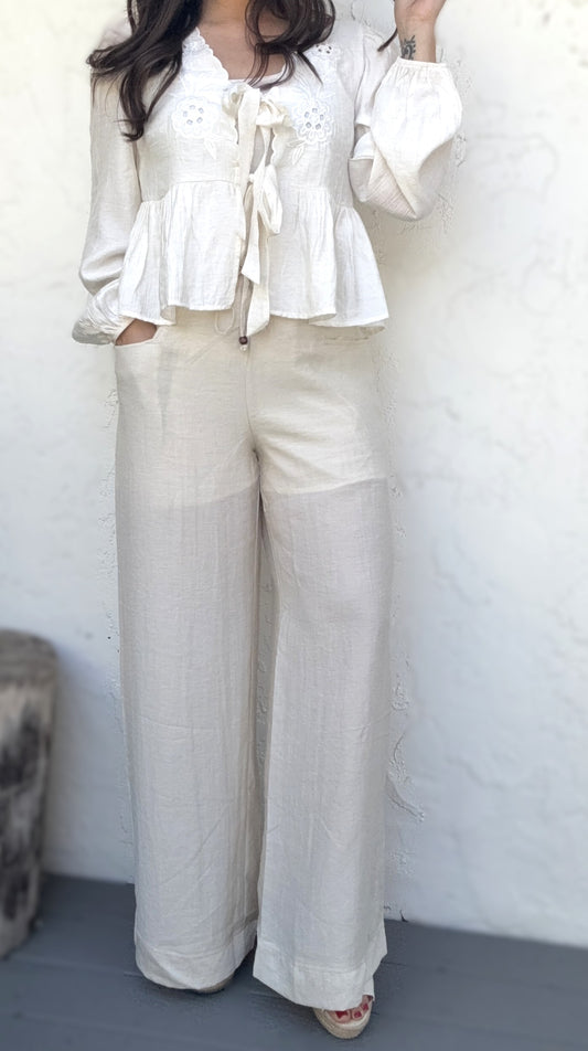 Arlo Linen Blend Relaxed Wide Leg Pants