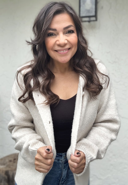 Brooke Button Down Hooded Cardigan