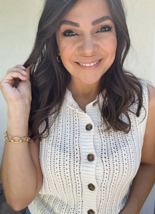 Carissa Button Down Sleeveless Knit Cardigan