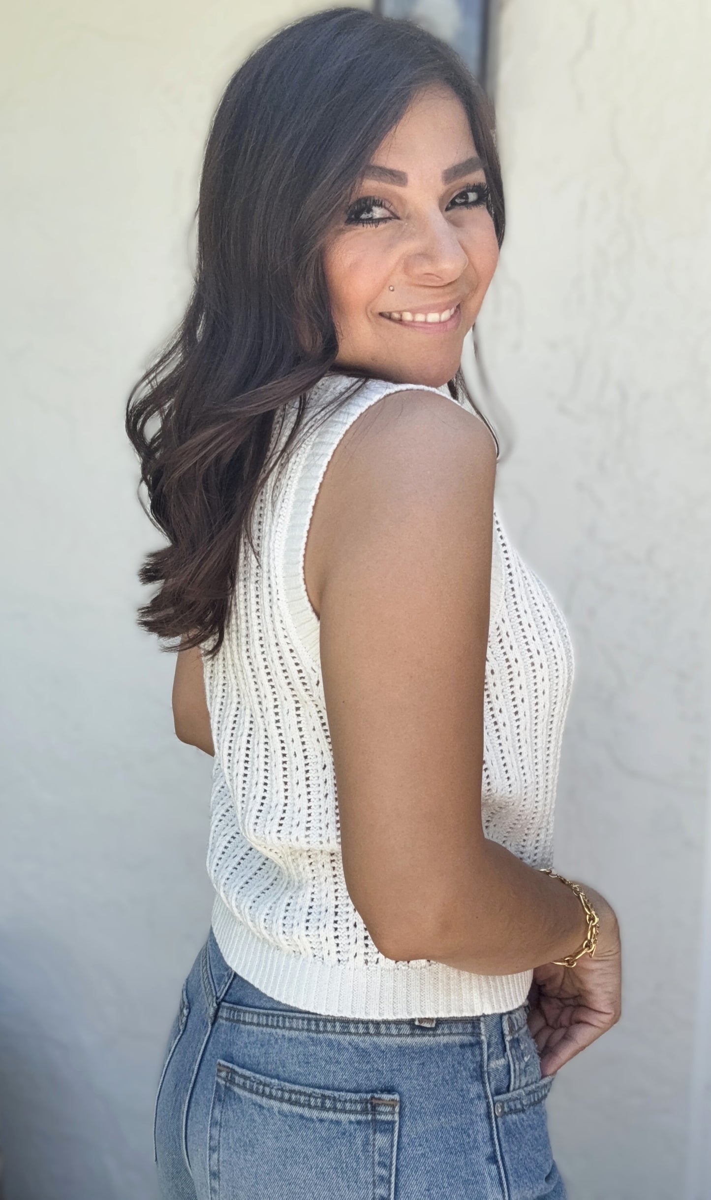 Carissa Button Down Sleeveless Knit Cardigan