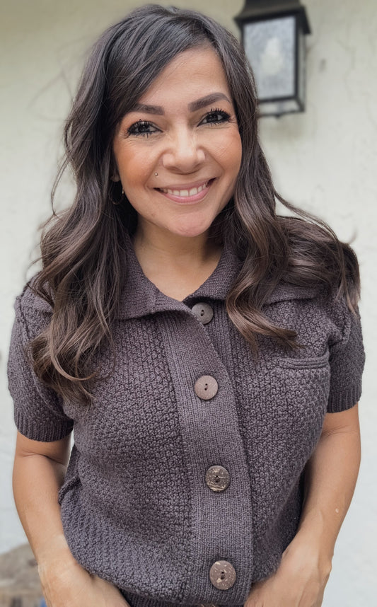 Holly Short Sleeve Collared Sweater Top