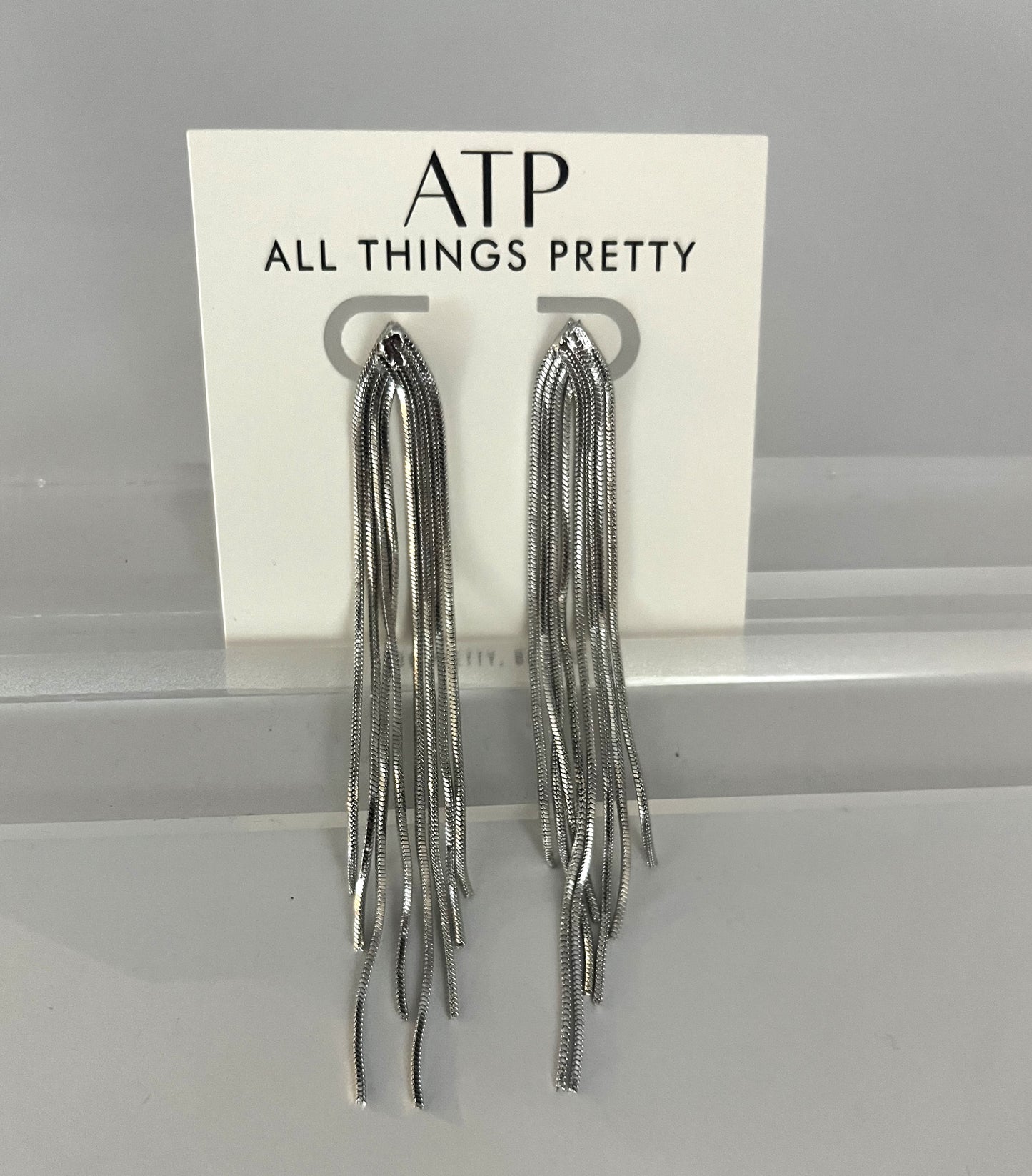 Easy On Me White Gold Chain Fringe Earrings