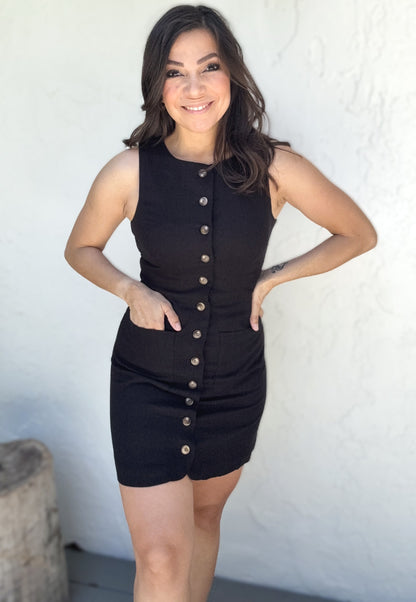 Kaitlyn Button Down Linen Mini Dress