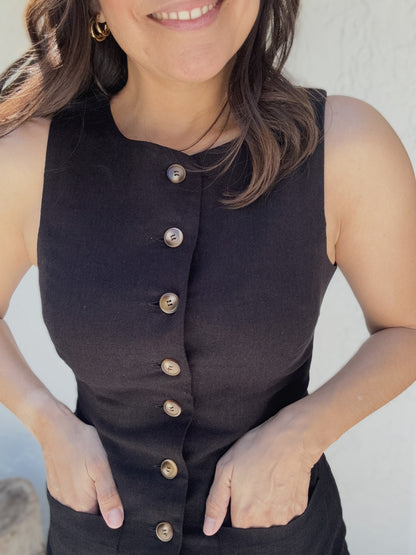 Kaitlyn Button Down Linen Mini Dress