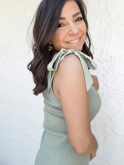 Krysta Shoulder Tie Ribbed Sweater Tank
