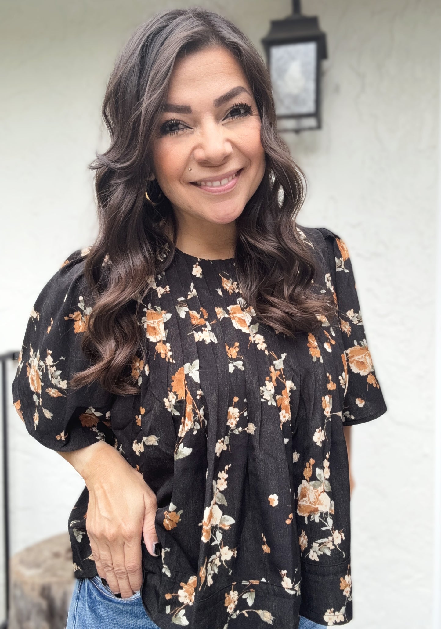 Maya Floral Pintuck Detail Blouse