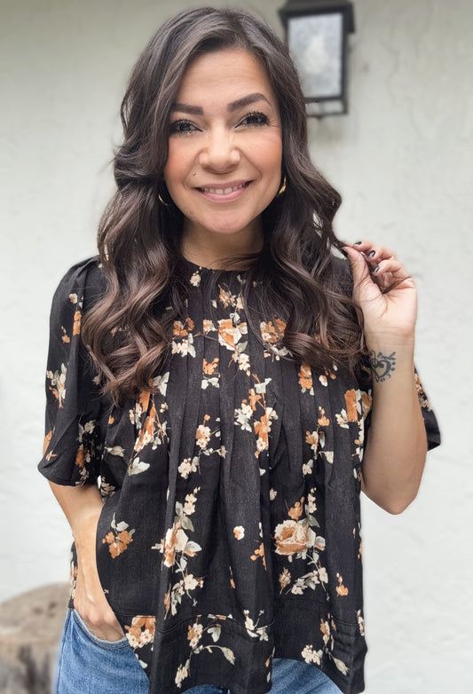 Maya Floral Pintuck Detail Blouse