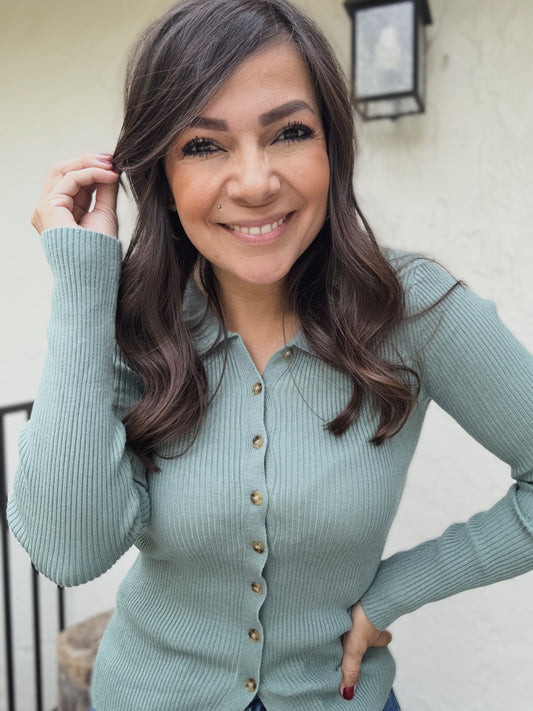 Mila Button Up Knit Top