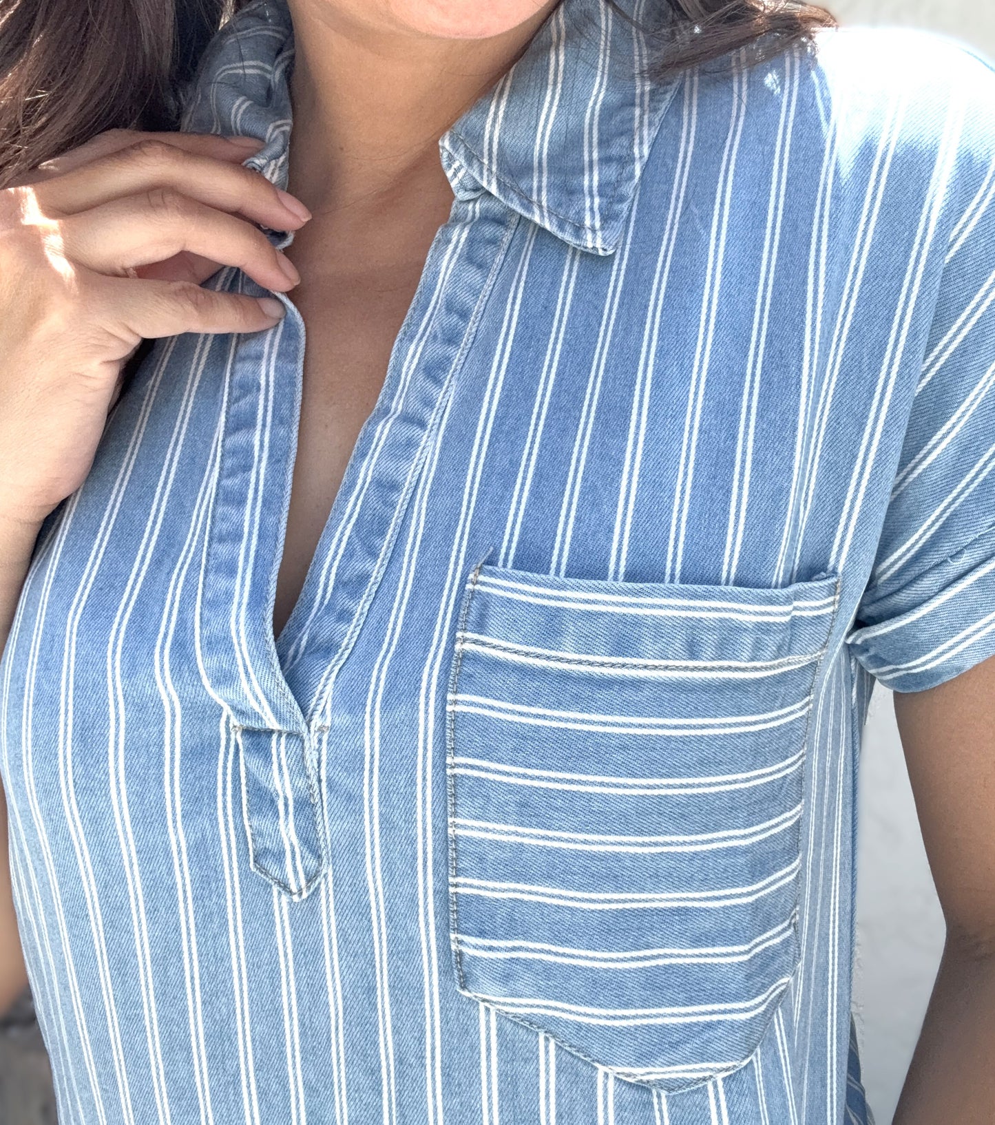 Olivia Stripe Chambray Mini Dress