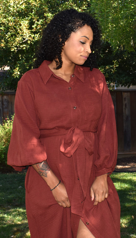 Penelope Belted Midi Shirt Dress