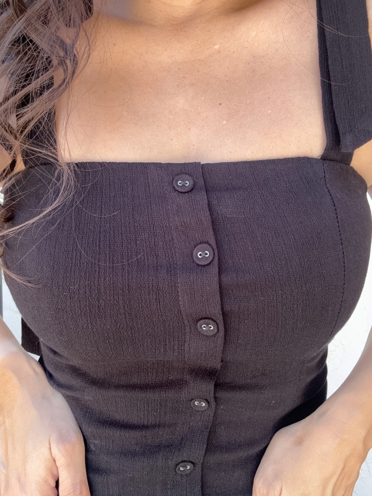 Sarai Linen Button Down Tie Strap Top