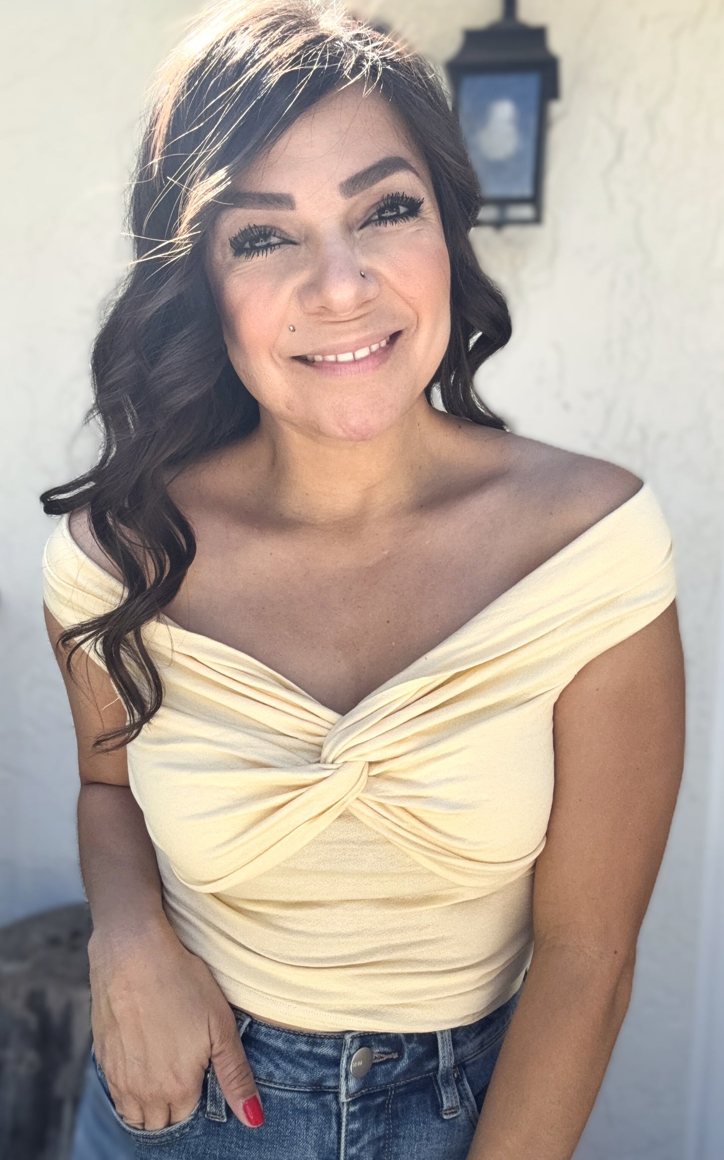 Trista Off The Shoulder Twist Front Top