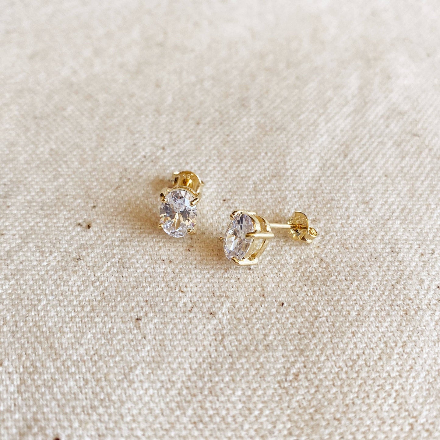 Tethered To You 18k Gold Filled Oval Stud Earrings