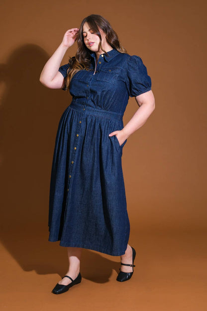 Vivienne Denim Midi Dress - Plus