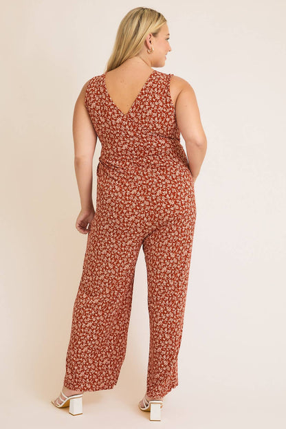 Leona Sleeveless Wrap Tie Jumpsuit - Plus