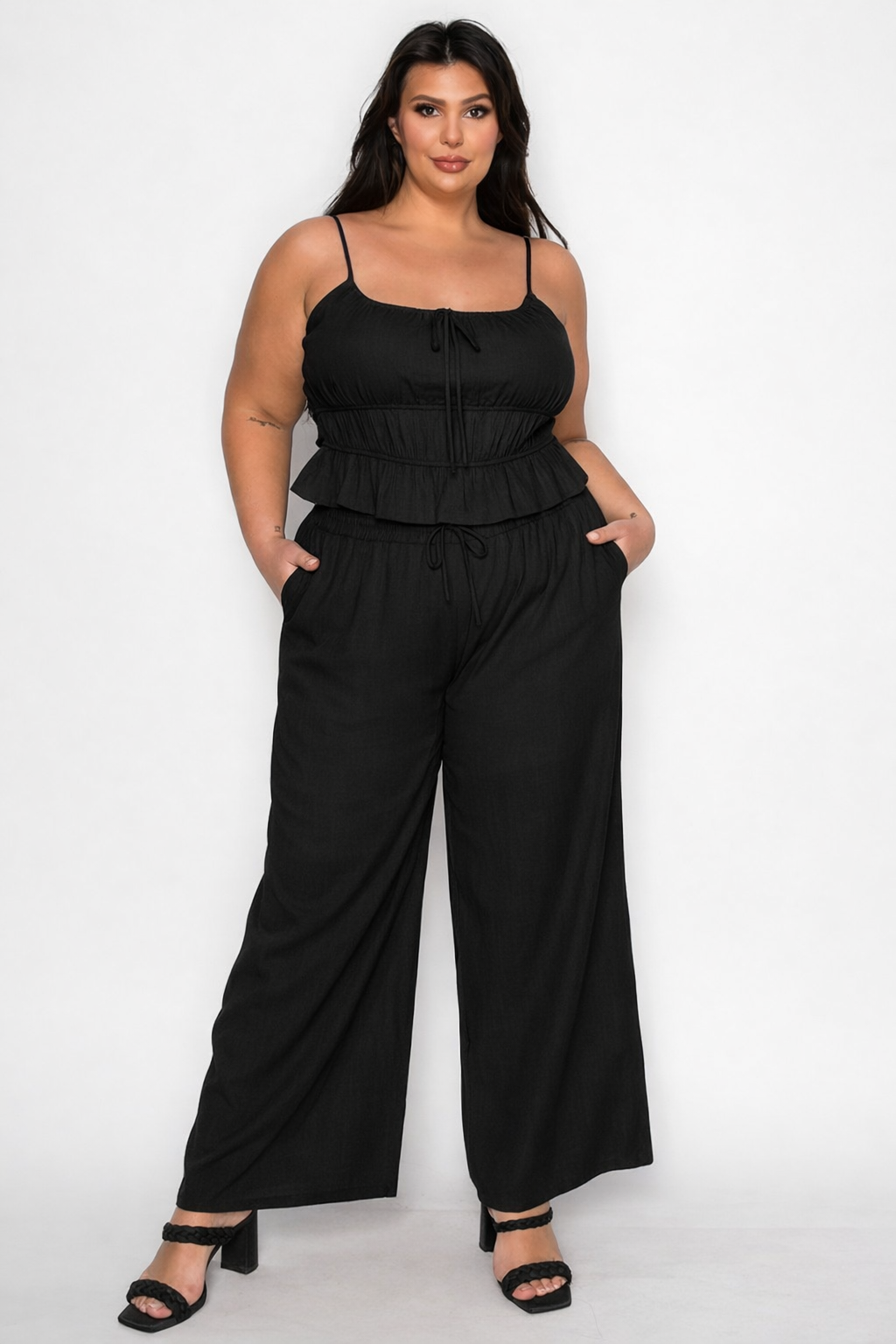 Nova Tiered Cami & Wide-Leg Pant Set- Plus