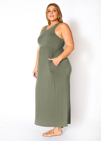 Sydney  Sleeveless Pleated Maxi Dress - Plus