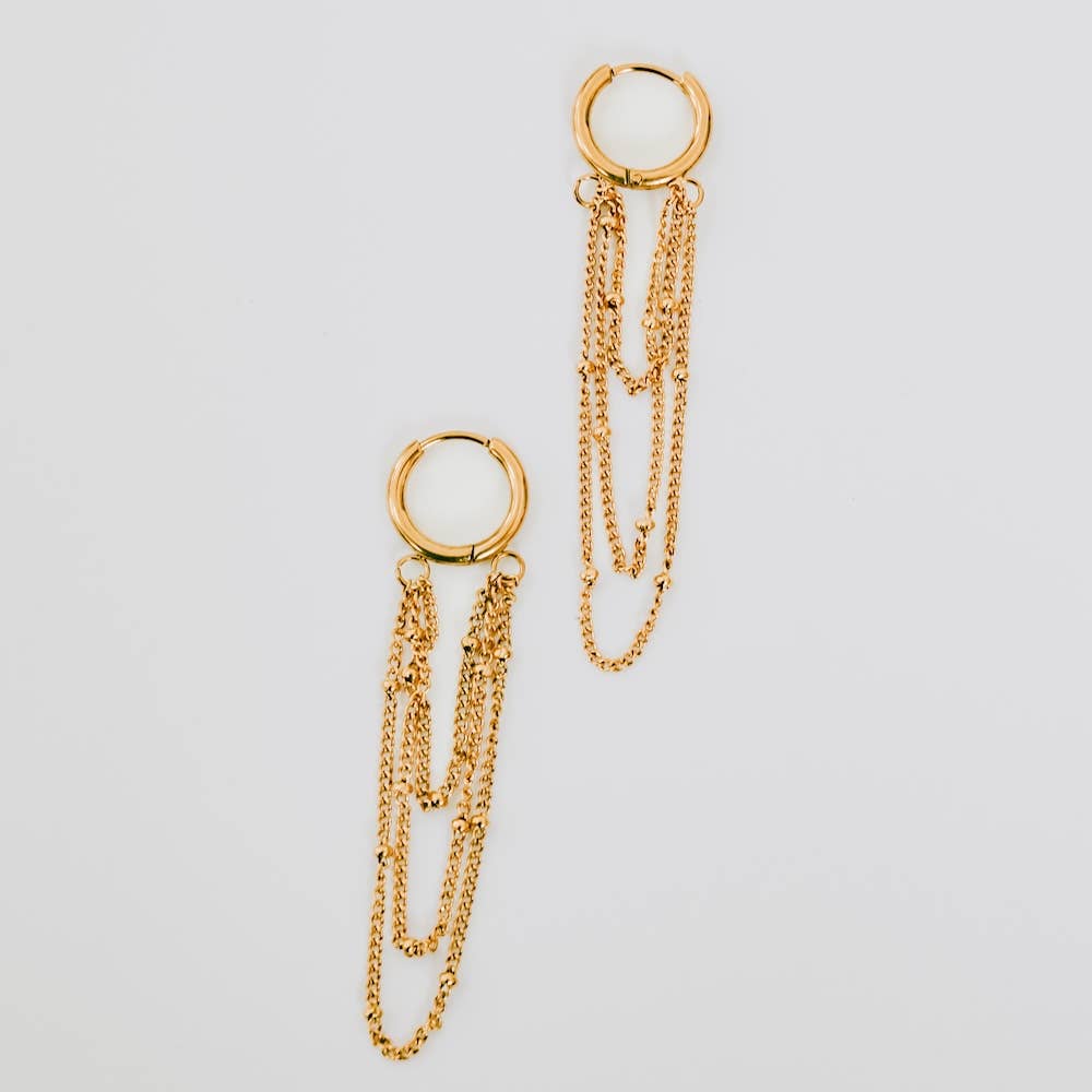 Darling Chain Drop Hoop Earrings