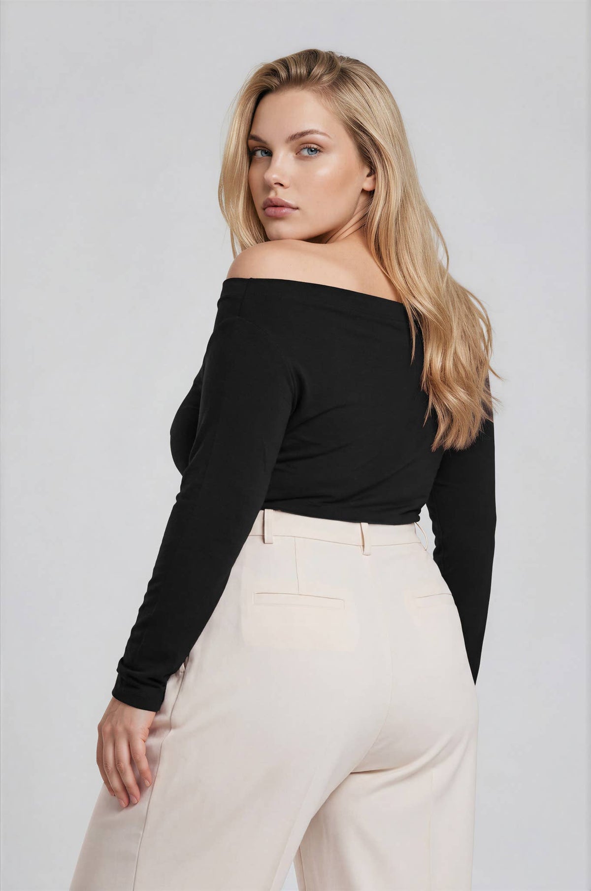 Isla Boat Neck Pintuck Detail Long Sleeve Top - Plus
